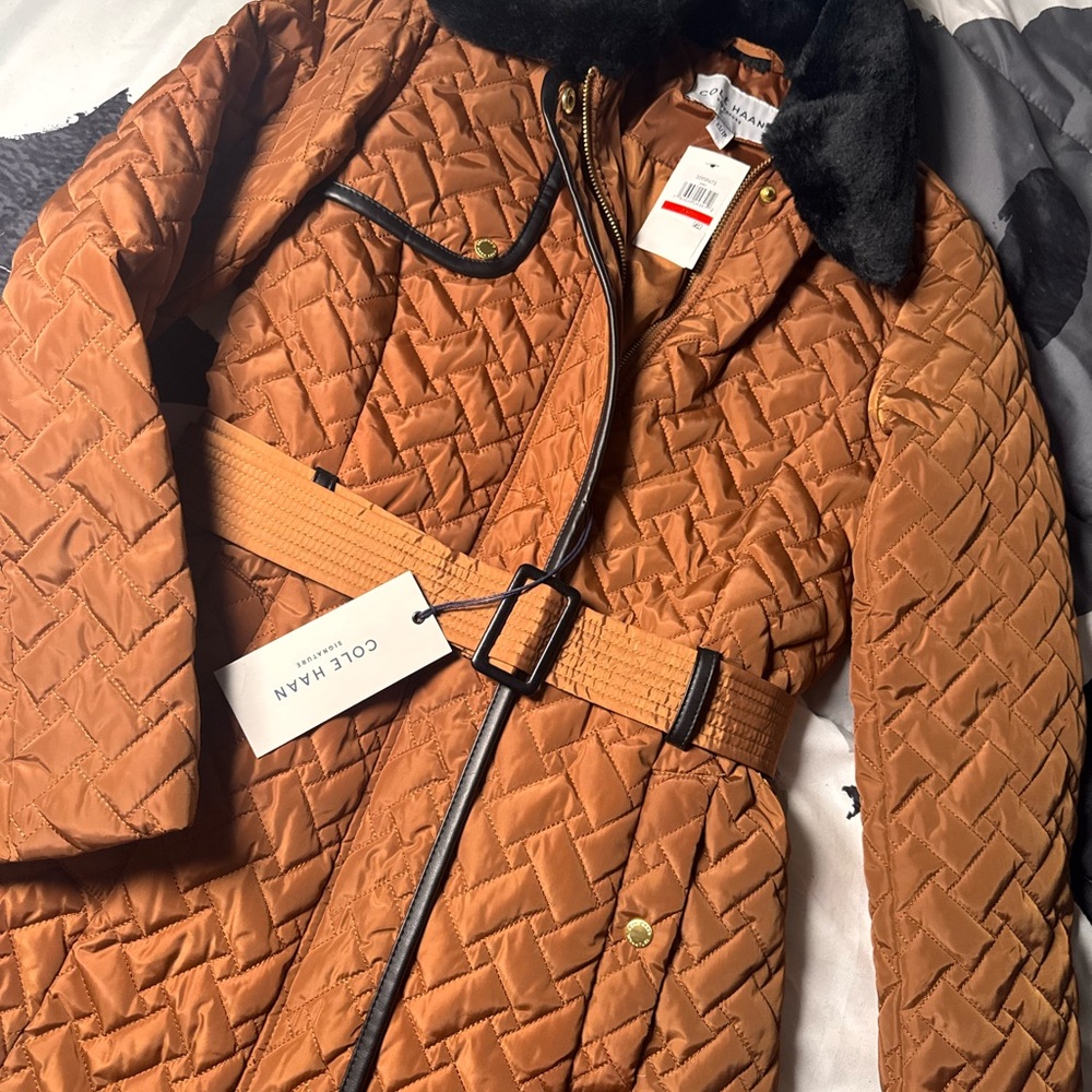 Cole Haan Women's Quilted Tan Puffer Coat